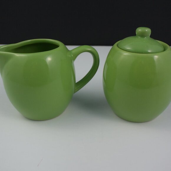 Old Amsterdam Porcelain Works Mojito Lime Creamer & Sugar Set EUC Like New - Picture 1 of 8